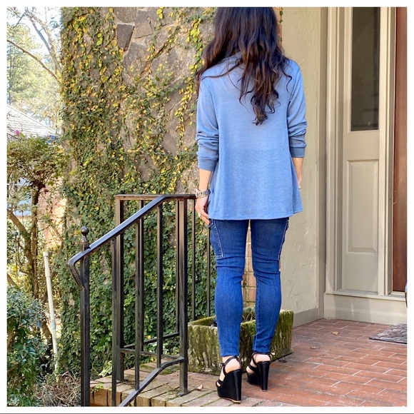 chic side button trim cowl neck knit tunic - Picture 6 of 13